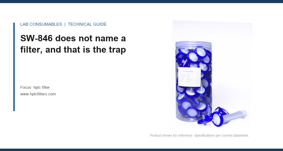 SW-846 does not name a filter, and that is the trap